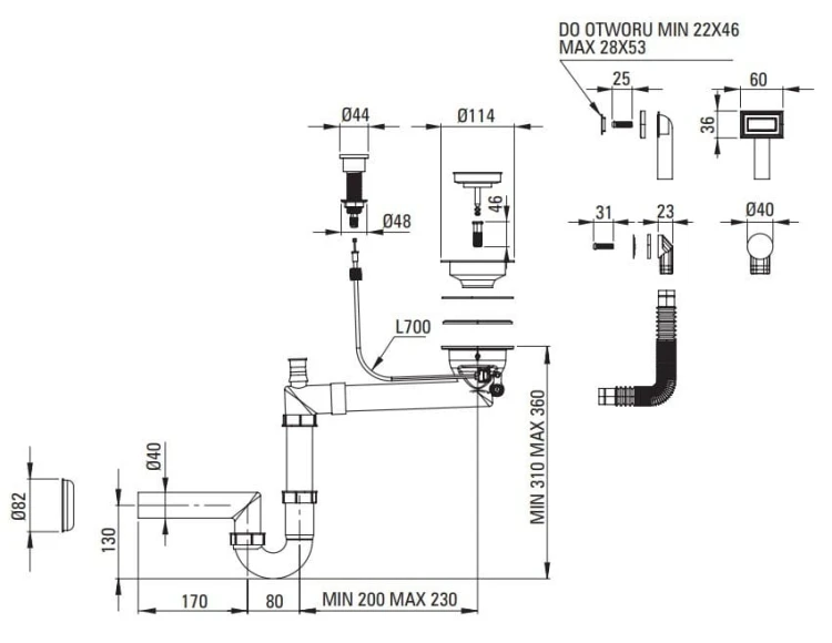Zlewozmywak granitowy 1-komorowy bez ociekacza - nero Deante Eridan ZQE_N104