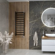 Grzejnik łazienkowy elektryczny Lungo Black 960 z grzałką Black Lavita