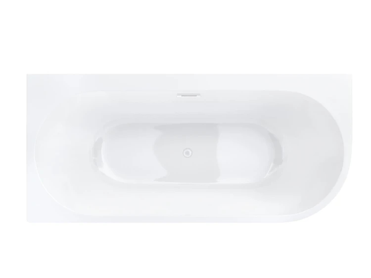 Wanna wolnostojąca narożna corsan intero 150 x 74 z szeroką krawędzią montaż lewostronny korek klik-klak biały