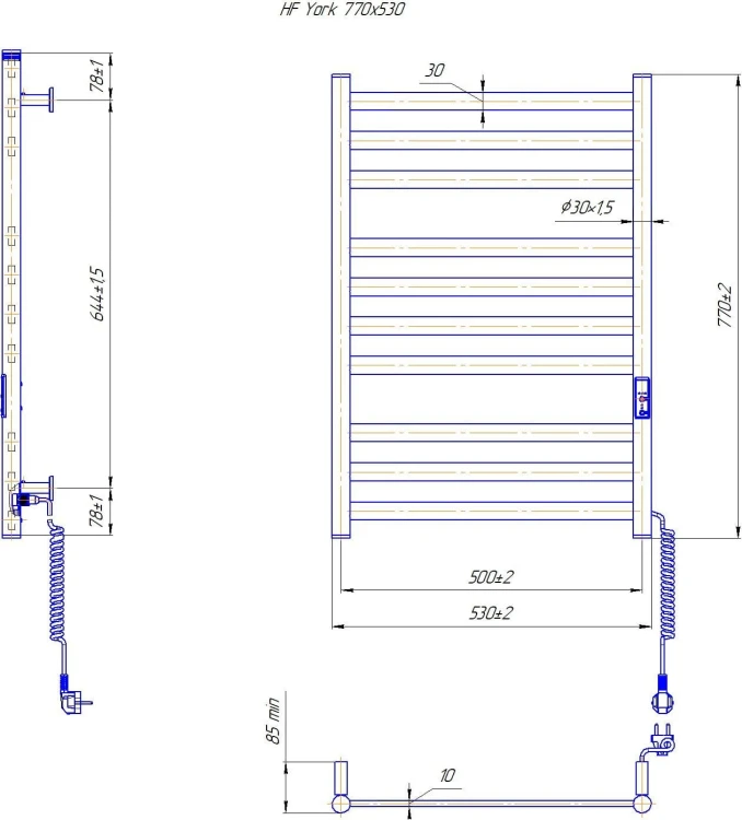 Grzejnik elektryczny suchy HF York 77x53 czarny mat Hygge Family