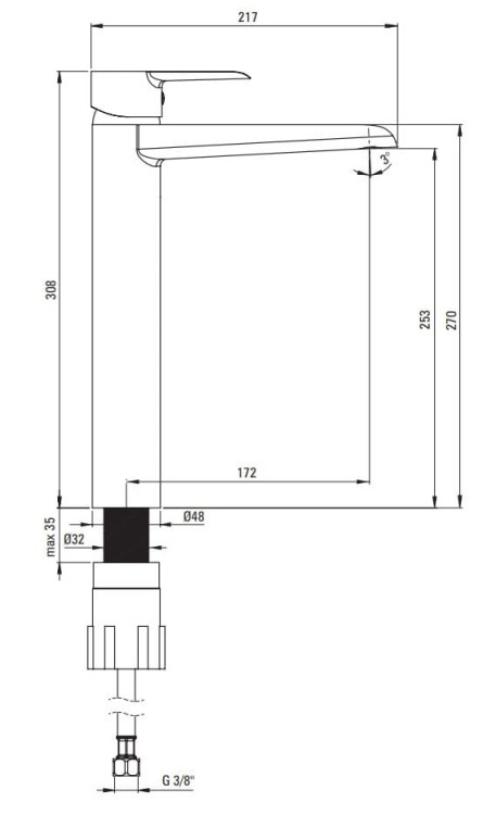 Bateria umywalkowa wysoka chrom Corio Deante