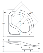 Brodzik półokrągły Besco OLIVER I-PMD 80x80x15