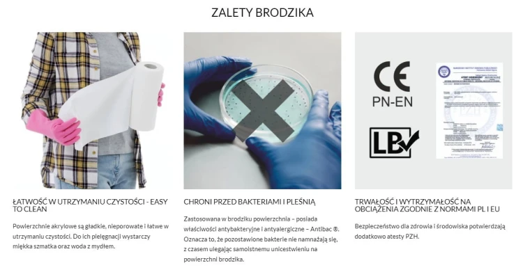 Brodzik prostokątny Sharper 80x120 Schedpol Schedline, biały - odpływ krótszy bok