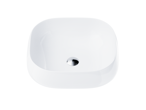 Wolnostojąca umywalka nablatowa corsan 649933 owalna biała 45 x 41 x 14,5 cm z korkiem chrom