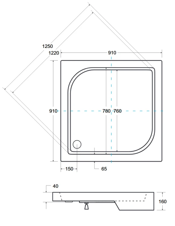 Brodzik kwadratowy biały Besco OSKAR-PMD 90x90x4