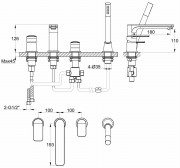 Bateria wannowa 4-otworowa Texen KOHLMAN QB244T