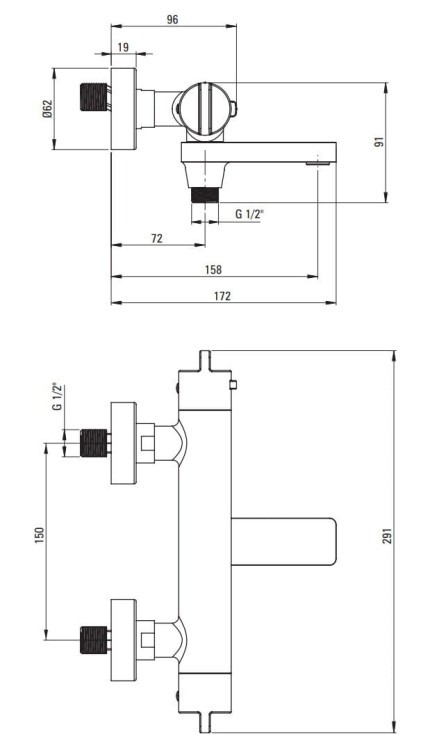 Bateria wannowa termostatyczna chrom Deante