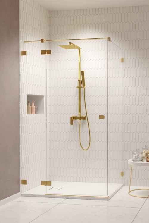 Kabina prysznicowa Essenza Pro Brushed Gold KDJ Radaway lewa złota