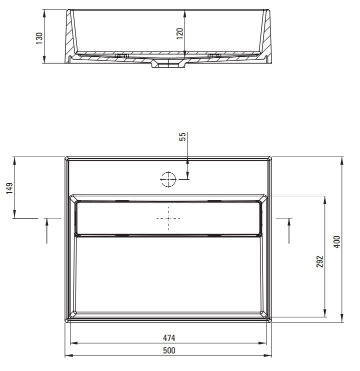 Umywalka granitowa nablatowa 50x40 z maskownicą Correo Deante