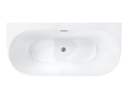 Wanna przyścienna wolnostojąca corsan e030 mono 150 cm z szeroką krawędzią i wykończeniem chrom