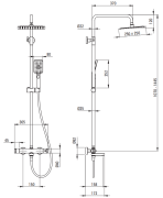 Deszczownica z baterią wannową termostatyczną biała Therm Deante