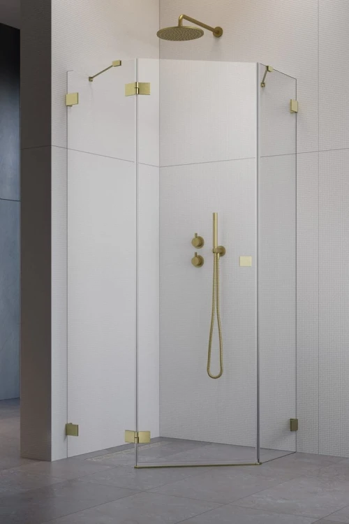 Kabina pięciokątna Essenza Pro 8 Brushed Gold PTJ Radaway lewa