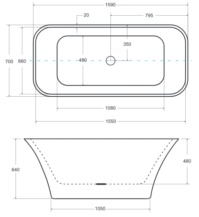 Wanna wolnostojąca Besco ASSOS GLAM 160x70 złota