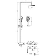 Natynkowy zestaw prysznicowy termostatyczny z deszczownicą i szklaną półką Cetus Chrome Lavita