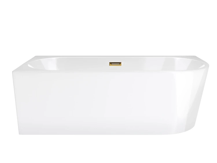 Wanna wolnostojąca narożna corsan intero 160 x 74 z szeroką krawędzią montaż lewostronny korek klik-klak szczotkowane złoto