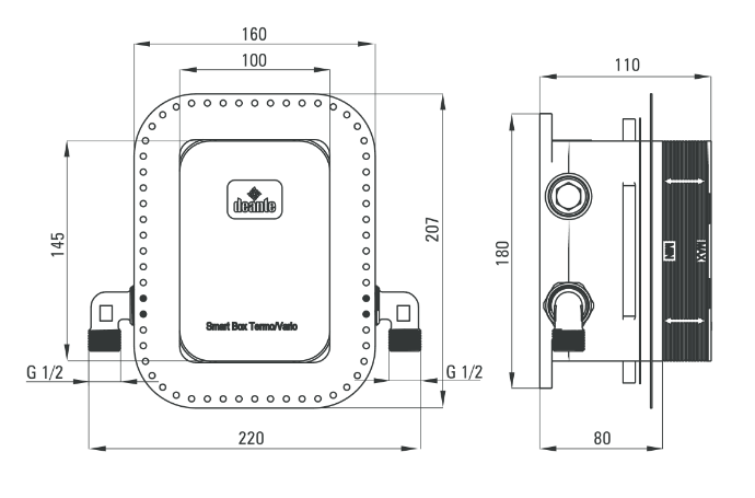 Deante Box Komplet z boxem podtynkowym termostatyczny zaokrąglony Bianco