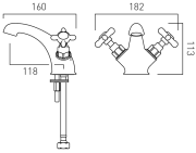 Bateria umywalkowa Axbridge Cross Chrom Vado