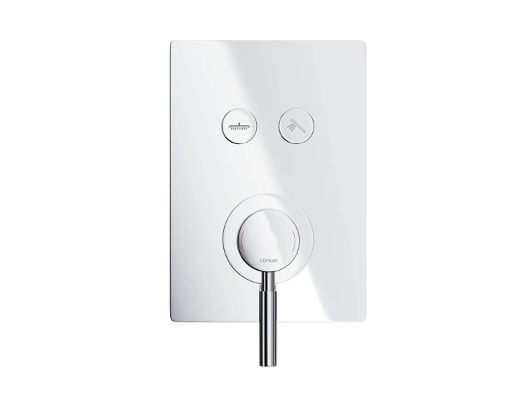 Zestaw prysznicowy podtynkowy corsan box przyciskowy deszczownica 25cm chrom