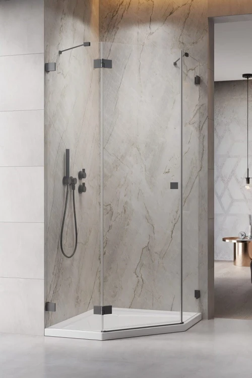 Kabina pięciokątna Essenza Pro 8 Brushed GunMetal PTJ Radaway lewa