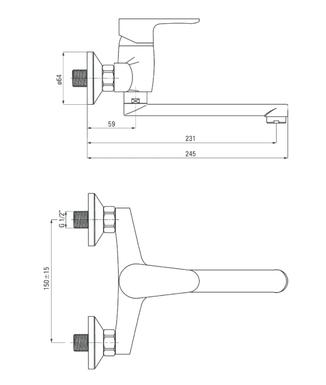 Deante Chaber Bateria umywalkowa ścienna