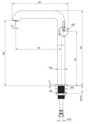 Bateria umywalkowa wysoka z prostokątną wylewką