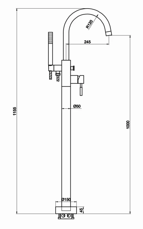 Bateria wannowa wolnostojąca Roxin Black KOHLMAN QF1165RB czarna
