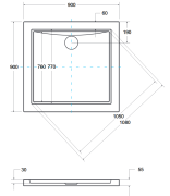 Brodzik kwadratowy biały AQUARIUS SLIMLINE 90X90X3 Besco