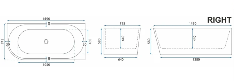 Wanna akrylowa narożna Sydney Bellanto 150 Rea prawa