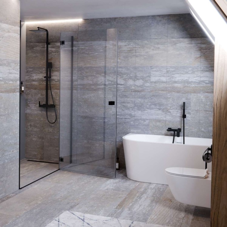 Zestaw natryskowy kolumna prysznicowa corsan ango deszczownica 25cm gunmetal