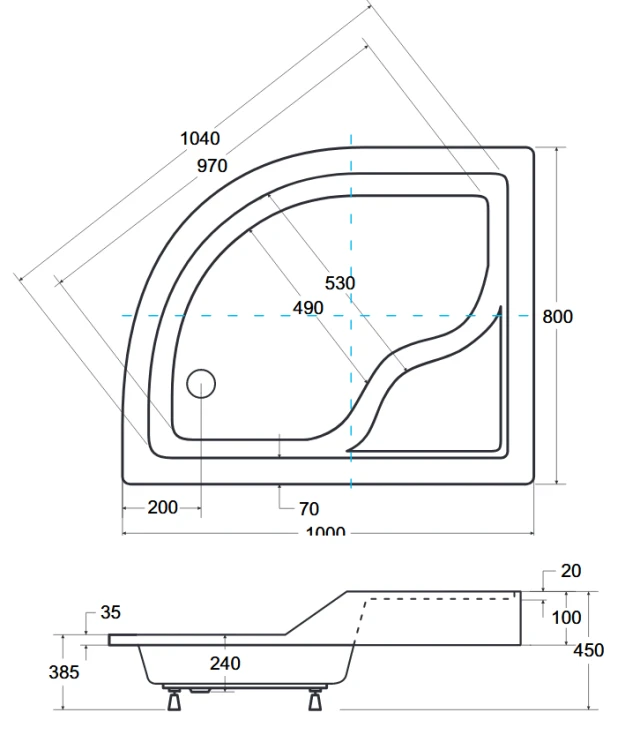 Brodzik asymetryczny lewy Besco MAXI-PMD 100x80x24