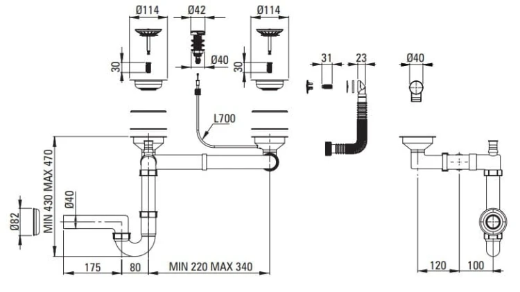 Zlewozmywak granitowy 1.5-komorowy z ociekaczem Corio Deante