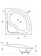 Brodzik półokrągły Besco OLIVER I-PMD 90x90x15