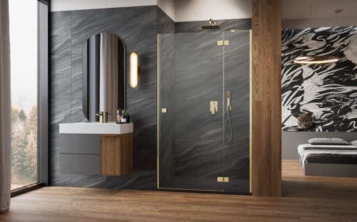 Drzwi prysznicowe Radaway Essenza Brushed Gold DWJ prawe