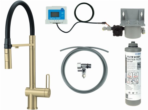 Bateria kuchenna z zestawem do filtracji wody  z elastyczną wylewką
