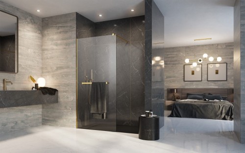 Kabina prysznicowa walk-in Radaway Modo New Gold II z wieszakiem