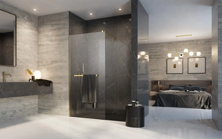 Kabina prysznicowa walk-in Radaway Modo New Gold II z wieszakiem