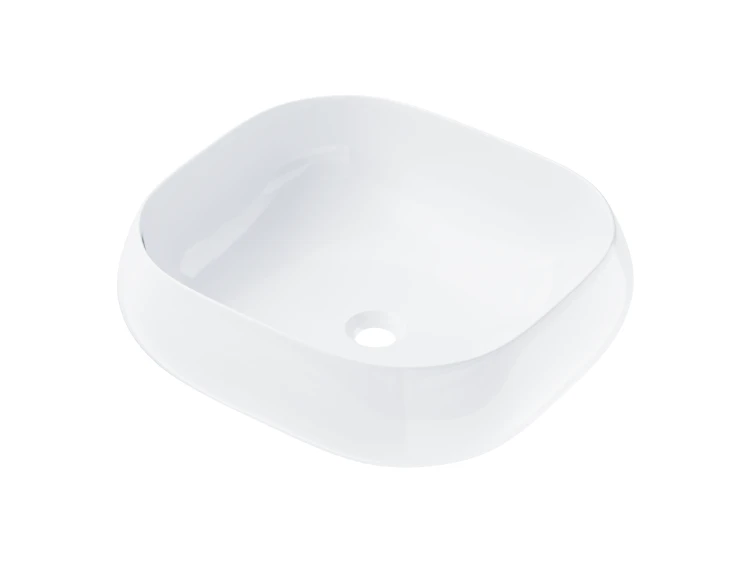 Umywalka nablatowa corsan prostokątna 450x410x145 mm z korkiem klik-klak złotym