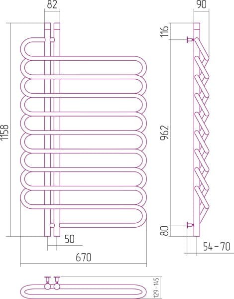 Grzejnik łazienkowy Sunerzha Furore Verso EU50 116x67cm złoty