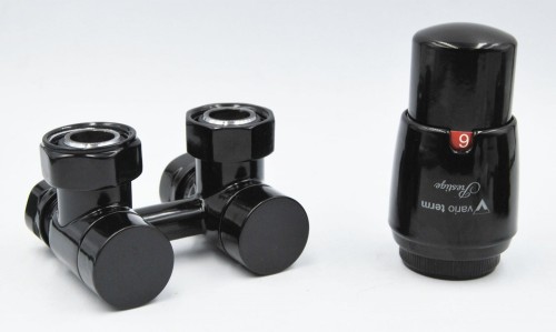 Zestaw zaworów Premium Exclusive Radeco kątowy czarny