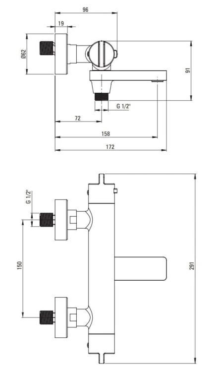 Bateria wannowa termostatyczna nero czarna Deante