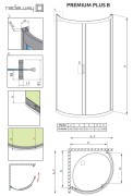 Kabina półokrągła Radaway Premium Plus B 90x90x190 szkło przejrzyste