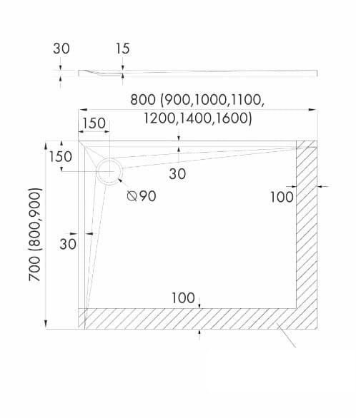 Brodzik prostokątny LIBRA CASHMERE STONE 70x80 Schedpol Schedline, kaszmir