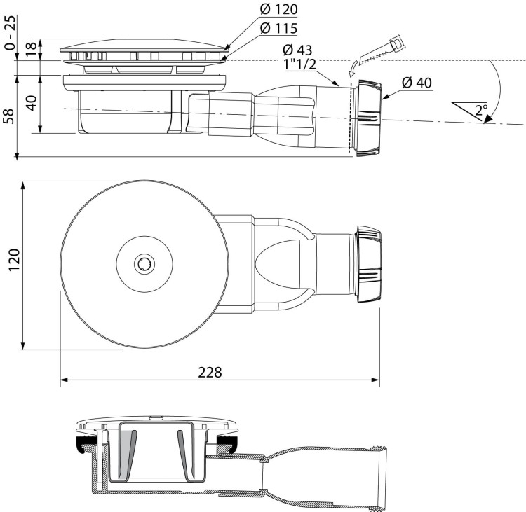 Syfon brodzikowy Radaway R400W SLIM 90 mm