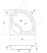 Brodzik półokrągły Besco DIPER I -PMD 80x80x24