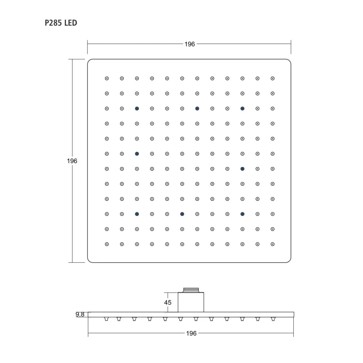 Deszczownica natryskowa corsan ango led chromowana kwadratowa