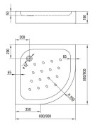 Brodzik akrylowy półokrągły 90x90 Funkia Deante