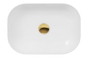 Umywalka nablatowa mono prostokątna 460x320x140 mm z korkiem złotym