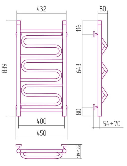 Grzejnik łazienkowy Sunerzha Elegy 80x40 kameleon