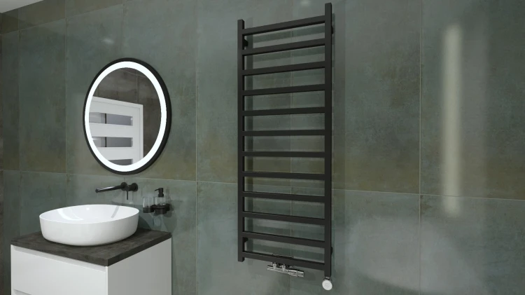 Grzejnik łazienkowy Lungo Black 132x50 Lavita