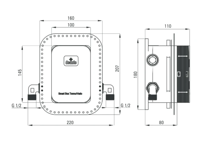 Deante Box Komplet z boxem podtynkowym termostatyczny zaokrąglony Nero